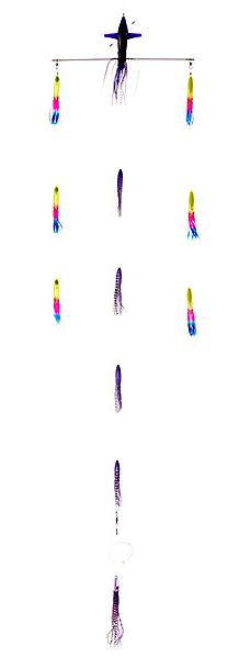 Оснастка для тунца, лакедры Higashi 18 Left Direction Flock fish 9 Squid, Combo 2, purple/rainbow