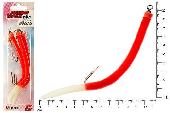Крючок оснащенный кембриком Higashi Gummi Makk №10/0, 01 Red (3 шт.)