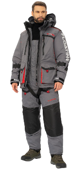 Костюм зимний Huntsman "Поплавок Siberia Floating", ткань Breathable, серо-чёрный, (52-54/182-188)