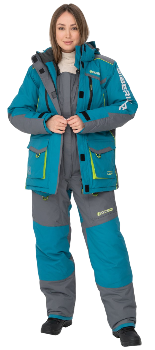Костюм зимний женский Huntsman "Siberia Lady", Breathable, бирюзовый/серый (44-46/170-176)