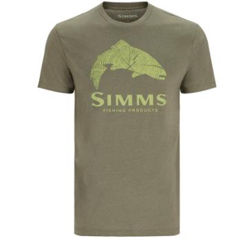 Футболка Simms Wood Trout Fill T-Shirt, Military Heather/Neon (S)