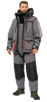 Костюм зимний Huntsman "Поплавок Siberia Floating", ткань Breathable, серо-чёрный, (48-50/170-176)