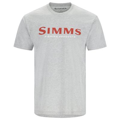Футболка Simms Logo T-Shirt, Grey Heather - Crimson (S)