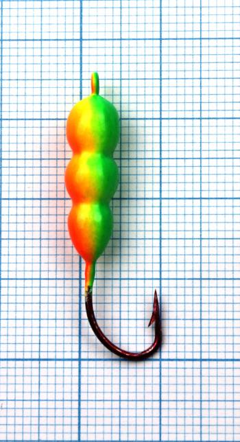 Картинка Мормышка Jpfishing Maggot DD №4 (1шт, 4,7г., orange/green UV) от магазина Главный Рыболовный