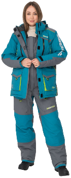 Костюм зимний женский Huntsman "Siberia Lady", Breathable, бирюзовый/серый (52-54/170-176)
