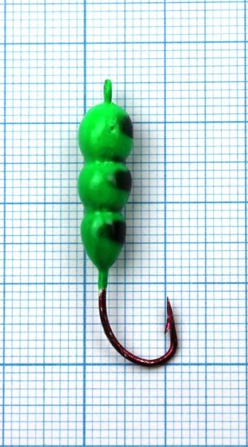 Картинка Мормышка Jpfishing Maggot DD №4 (1шт, 4.7г., green/black dots) от магазина Главный Рыболовный