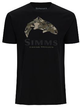 Футболка Simms Trout Regiment Camo Fill T-Shirt, Black, (S)