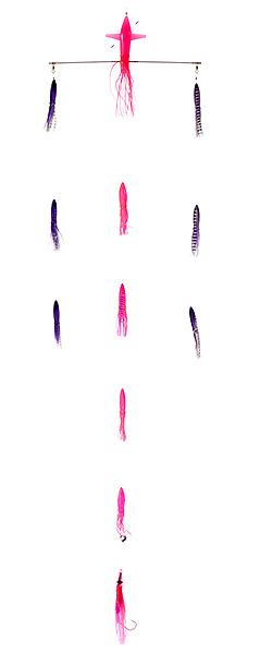 Оснастка для тунца, лакедры Higashi 18 Left Direction Flock fish 9 Squid, Combo 1, pink tiger/purple