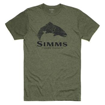 Картинка Футболка Simms Wood Trout Fill T-Shirt, Military Heather (M) от магазина Главный Рыболовный