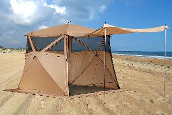 Картинка Кухня-шатер Higashi Pyramid Camp Sand 230X230X200, 4 кармана, 12 кг от магазина Главный Рыболовный
