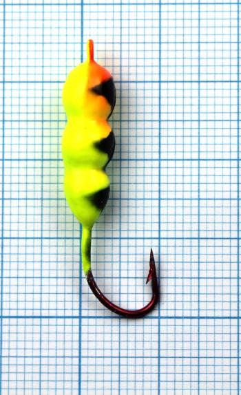 Картинка Мормышка Jpfishing Maggot DD №4 (1шт, 4,7г., yellow/black dots UV) от магазина Главный Рыболовный