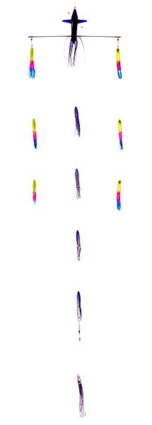 Оснастка для тунца, лакедры Higashi 18 Right Direction Flock fish 9 Squid, Combo 2, purple/rainbow