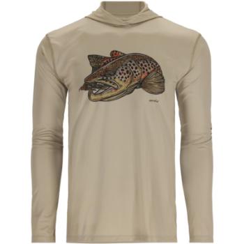 Термофутболка Simms Tech Hoody - Artist Series, Stone/Brown Trout (M)