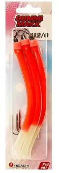 Крючок оснащенный кембриком Higashi Gummi Makk №12/0, 02 Red Head (3 шт.)
