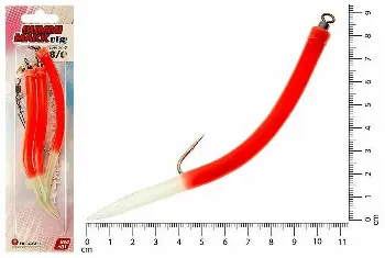 Крючок оснащенный кембриком Higashi Gummi Makk №8/0, №01 Red (3 шт.)