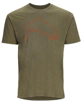 Футболка Simms Trout Outline T-Shirt, Military Heather, (S)