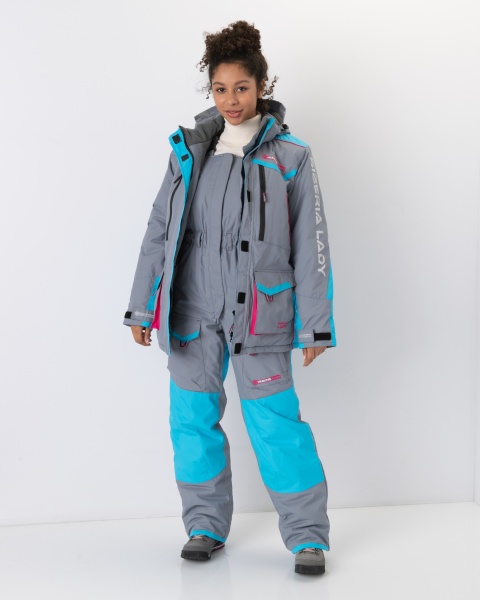 Картинка Костюм зимний женский Huntsman "Siberia Lady", Breathable, серый/голубой (48-50/170-176) от магазина Главный Рыболовный