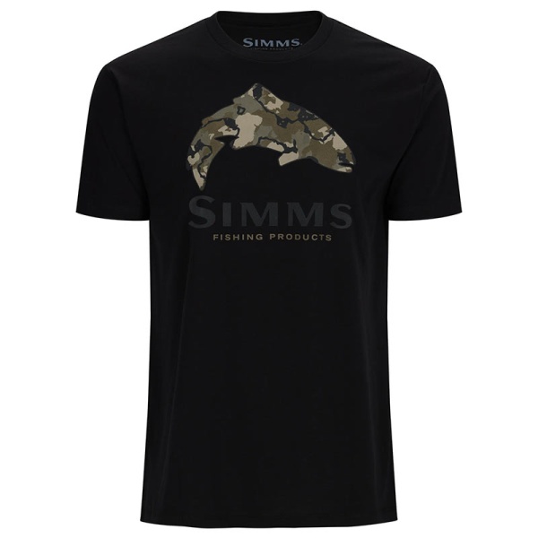 Картинка Футболка Simms Trout Regiment Camo Fill T-Shirt, Black, (S) от магазина Главный Рыболовный