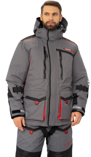Картинка Костюм зимний Huntsman "Поплавок Siberia Floating", ткань Breathable, серо-чёрный, (48-50/170-176) от магазина Главный Рыболовный