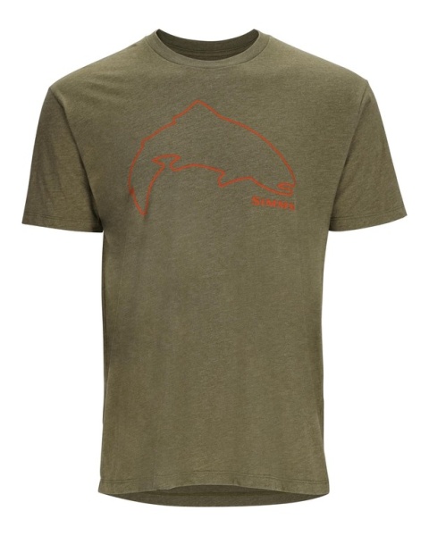 Картинка Футболка Simms Trout Outline T-Shirt, Military Heather, (S) от магазина Главный Рыболовный