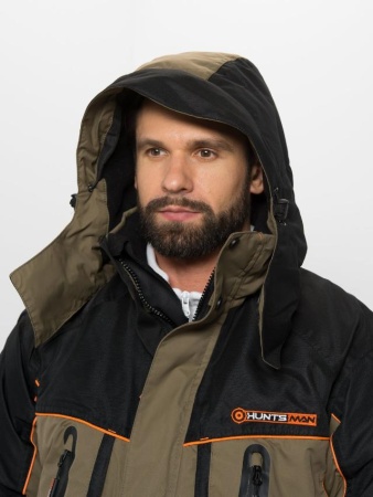 Картинка Костюм зимний Huntsman "Siberia LUX", Breathable, хаки/чёрный (56-58/182-188) от магазина Главный Рыболовный
