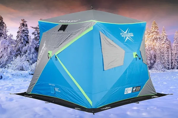 Картинка Палатка зимняя Higashi Pyramid Extreme, стеклокомпозитный каркас, синяя от магазина Главный Рыболовный