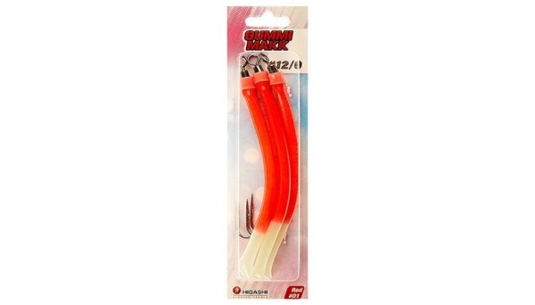 Картинка Крючок оснащенный кембриком Higashi Gummi Makk №12/0, 01 Red (3 шт.) от магазина Главный Рыболовный