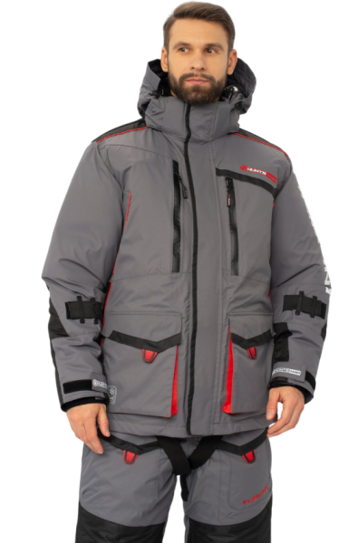 Картинка Костюм зимний Huntsman "Поплавок Siberia Floating", ткань Breathable, серо-чёрный, (52-54/182-188) от магазина Главный Рыболовный