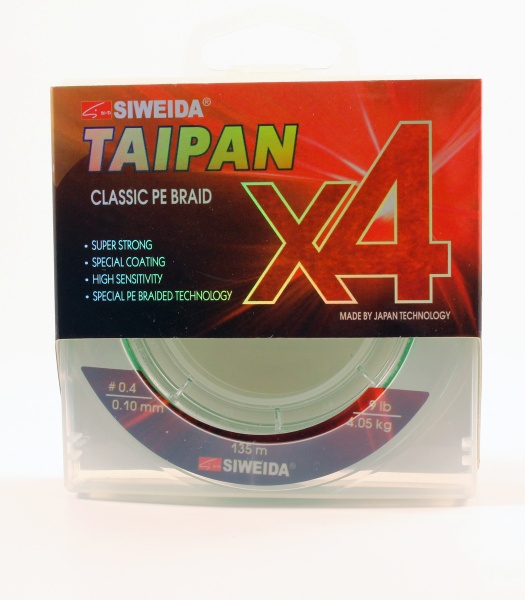 Шнур плетёный Siweida "Taipan classic PE braid X4" №4, 0,32 мм, 135 м, 22,7 кг, светло-зелёный