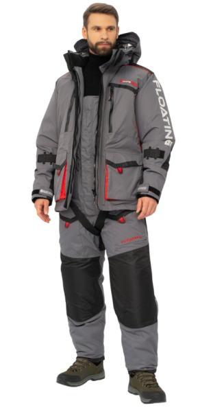 Картинка Костюм зимний Huntsman "Поплавок Siberia Floating", ткань Breathable, серо-чёрный, (48-50/170-176) от магазина Главный Рыболовный
