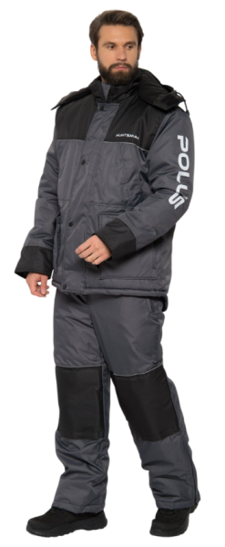 Картинка Костюм зимний Huntsman "Полюс", Cell, серый/чёрный (44-46/182-188) от магазина Главный Рыболовный