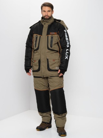 Картинка Костюм зимний Huntsman "Siberia LUX", Breathable, хаки/чёрный (56-58/182-188) от магазина Главный Рыболовный