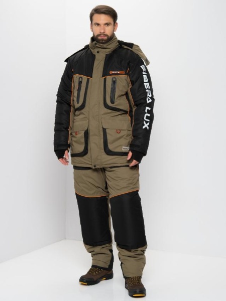Картинка Костюм зимний Huntsman "Siberia LUX", Breathable, хаки/чёрный (56-58/182-188) от магазина Главный Рыболовный