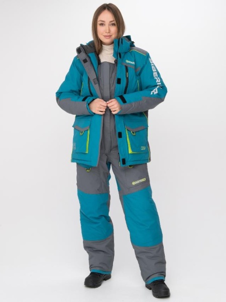 Картинка Костюм зимний женский Huntsman "Siberia Lady", Breathable, бирюзовый/серый (44-46/158-164) от магазина Главный Рыболовный