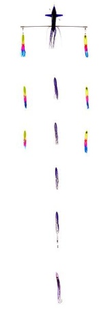 Картинка Оснастка для тунца, лакедры Higashi 18 Right Direction Flock fish 9 Squid, Combo 2, purple/rainbow от магазина Главный Рыболовный