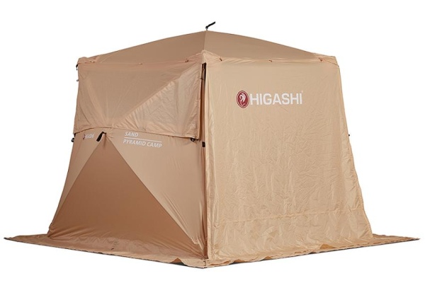 Картинка Кухня-шатер Higashi Pyramid Mesh Sand 230х230х200 см, 4 кармана, 12 кг от магазина Главный Рыболовный