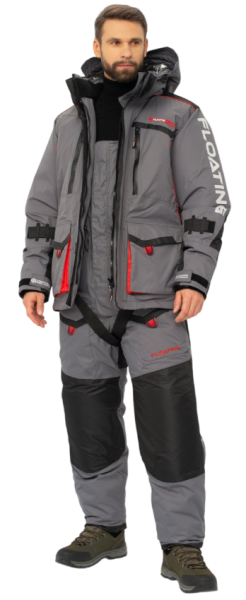 Картинка Костюм зимний Huntsman "Поплавок Siberia Floating", ткань Breathable, серо-чёрный, (52-54/182-188) от магазина Главный Рыболовный