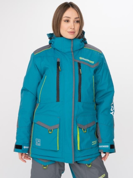 Картинка Костюм зимний женский Huntsman "Siberia Lady", Breathable, бирюзовый/серый (48-50/170-176) от магазина Главный Рыболовный