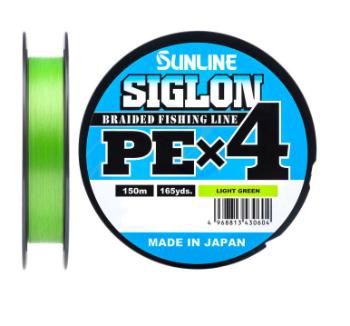 Леска плетеная Sunline Siglon PE X4 №0.5(0.121мм/3,3кг) - 150м светло-зеленая