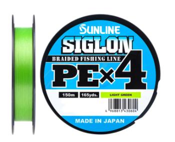 Леска плетеная Sunline Siglon PE X4 №0.6(0,132 мм/4,5 кг) - 150 м светло-зеленая
