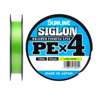 Леска плетеная Sunline Siglon PE X4 №0.4(0.108мм/2,9кг) - 150м светло-зеленая