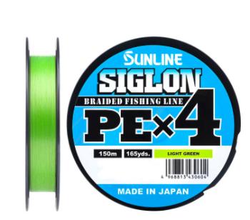Леска плетеная Sunline Siglon PE X4 №3(0.296мм/22кг) - 150м светло-зеленая