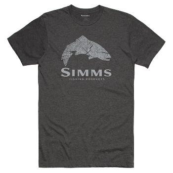 Футболка Simms Wood Trout Fill T-Shirt, Charcoal Heather (XL)