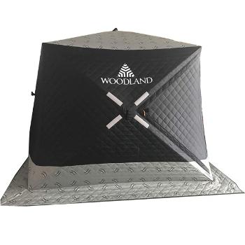 Картинка Палатка зимняя Woodland Ultra Comfort, стеклокомпозитный каркас, черная УЦЕНКА от магазина Главный Рыболовный
