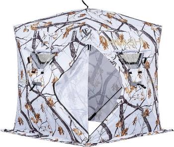 Картинка Палатка зимняя Higashi Winter Camo Comfort Solo, стеклокомпозитный каркас, зимний камуфляж от магазина Главный Рыболовный