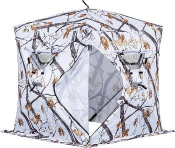Картинка Палатка зимняя Higashi Winter Camo Comfort, стеклокомпозитный каркас, зимний камуфляж от магазина Главный Рыболовный