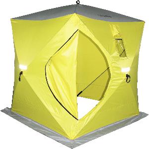 Картинка Палатка зимняя Сахалин 2, стеклокомпозитный каркас, желто-серая УЦЕНКА от магазина Главный Рыболовный