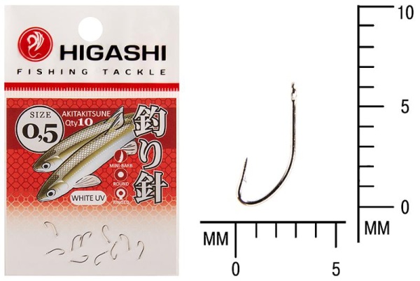 Картинка Крючок Higashi Akitakitsune ringed №0,5 Silver от магазина Главный Рыболовный