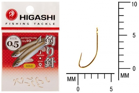 Крючок Higashi Akitakitsune ringed №0,5 Gold от магазина Главный Рыболовный