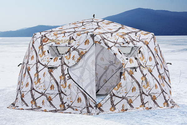 Картинка Палатка зимняя Higashi Winter Camo Yurta, стеклокомпозитный каркас, зимний камуфляж от магазина Главный Рыболовный